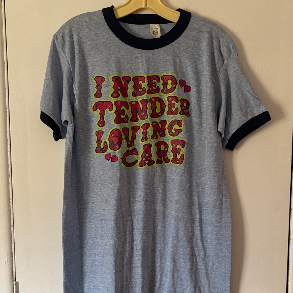 Vintage 80s Graphic T-Shirt Blue Ringer TLC xL
